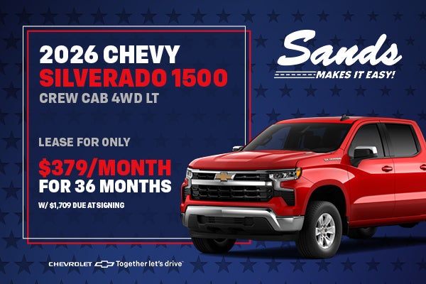 Red 2026 Chevy Silverado 1500 LT lease offer