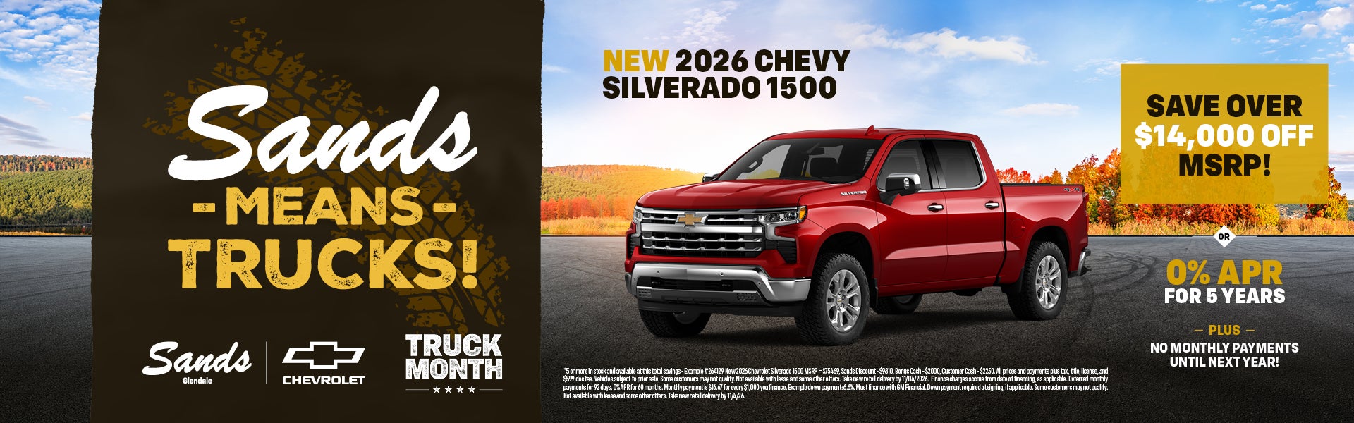 2026 Chevrolet Silverado 1500 with 0% APR for 5 years