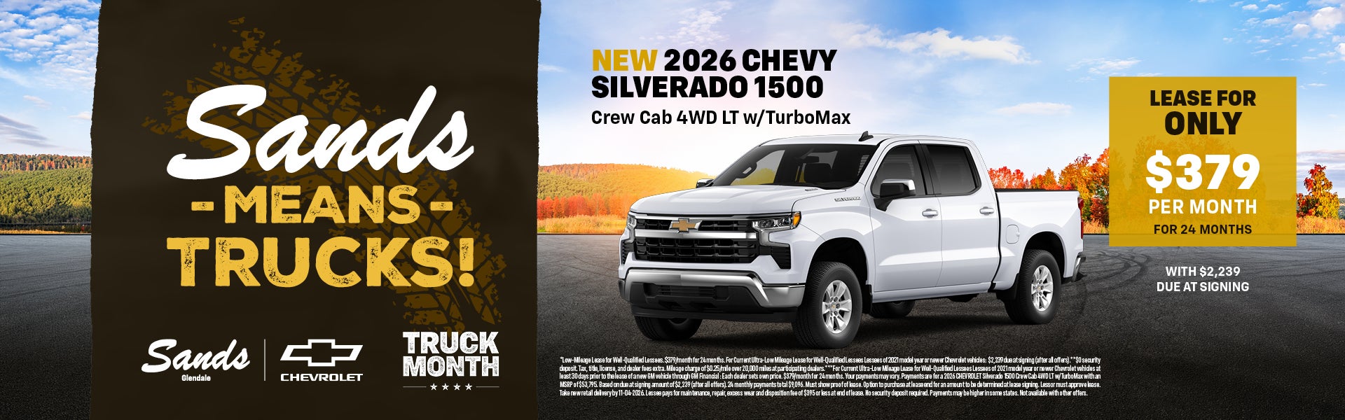 2026 Chevrolet Silverado LT lease from $379 per month