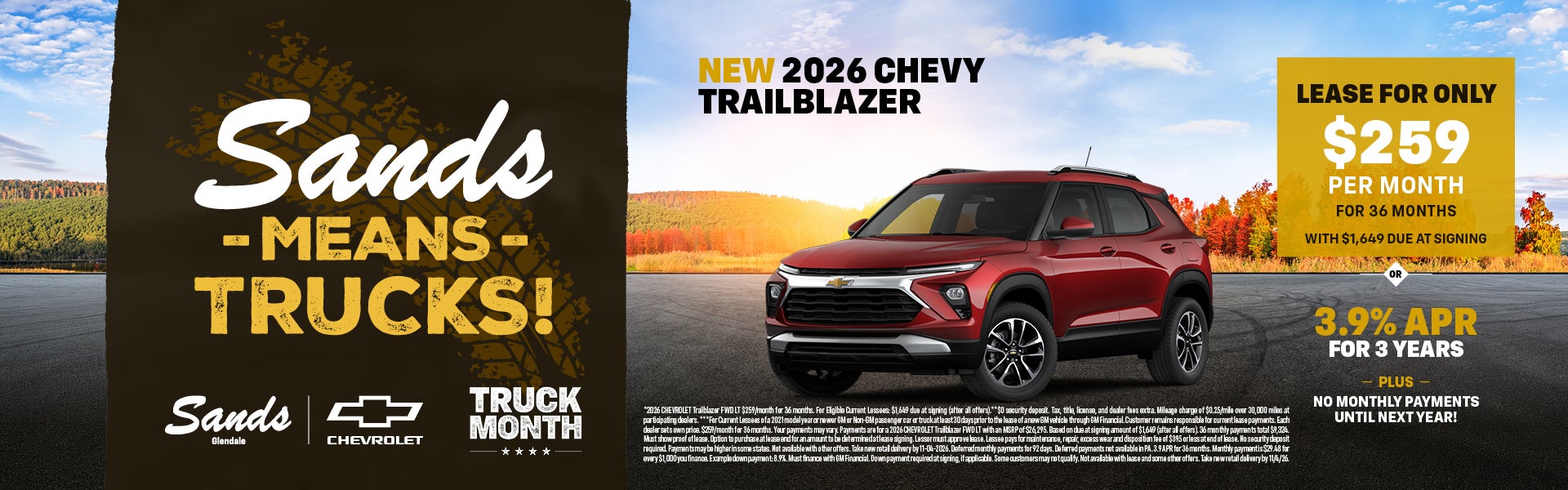 2026 Chevrolet Trailblazer lease from $259 per month