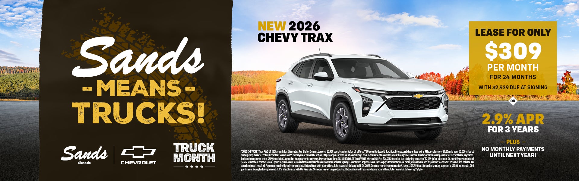 2026 Chevrolet Trax lease from $309 per month