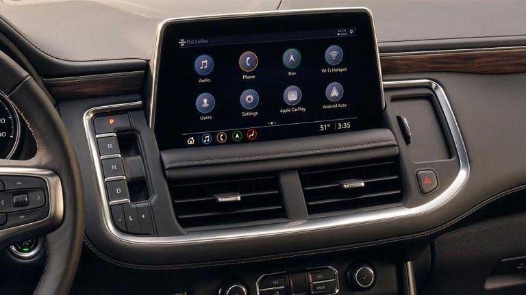 2025 Chevrolet Tahoe interior center console screen showing apps